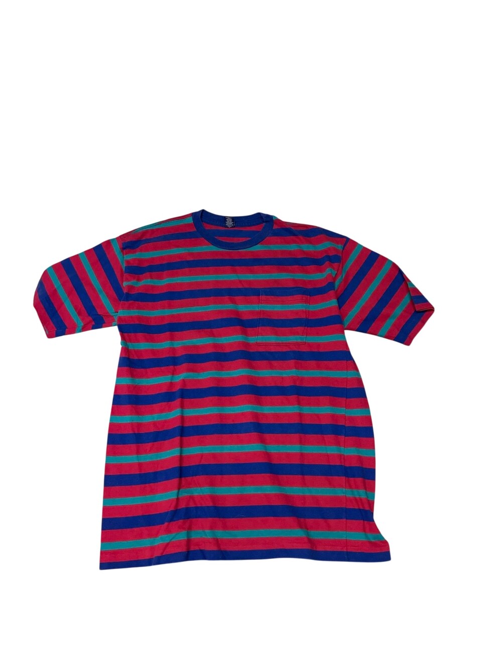 Vintage Lands' End Shirt Womens Medium Multicolor Stripe Pocket 100% Cotton USA